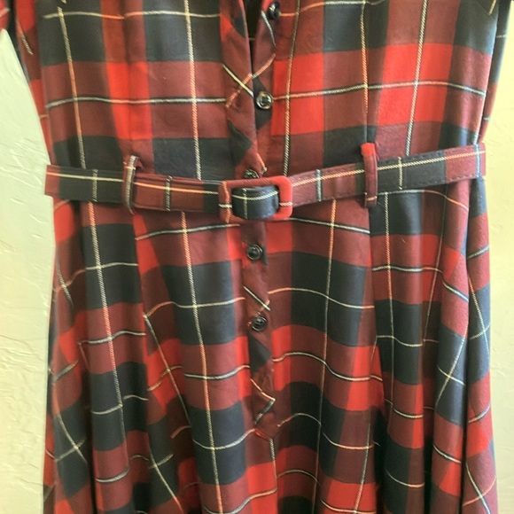 Collectif Red and Blue Plaid Caterina Swing Dress - Picture 3 of 10
